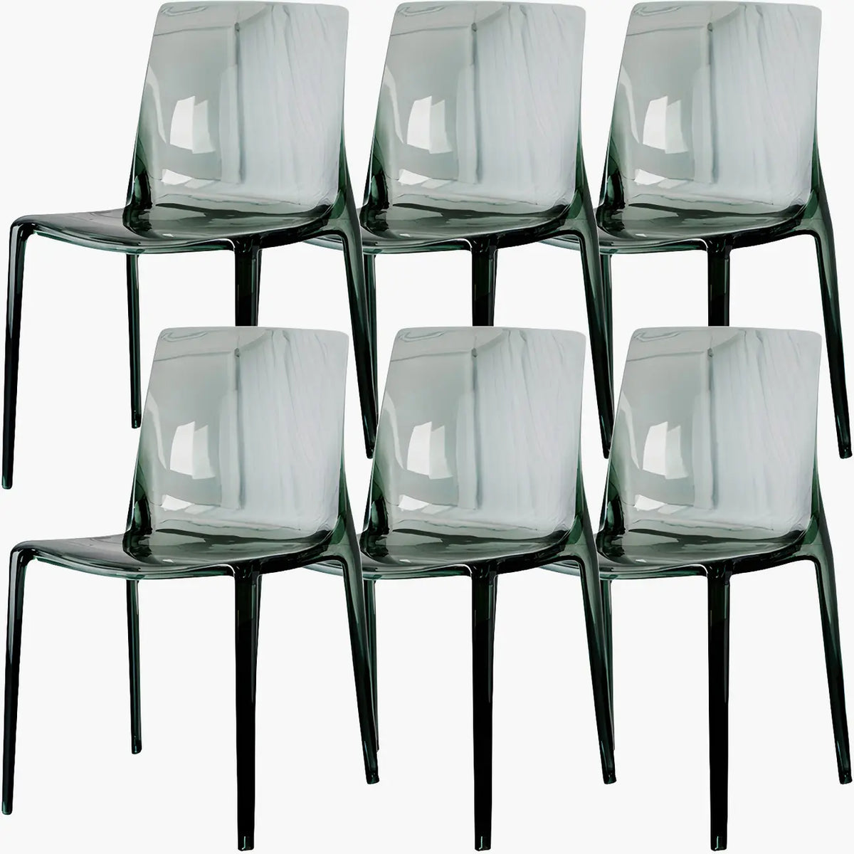 Chaise de salle à manger sans accoudoirs à dossier bas en acrylique ambré