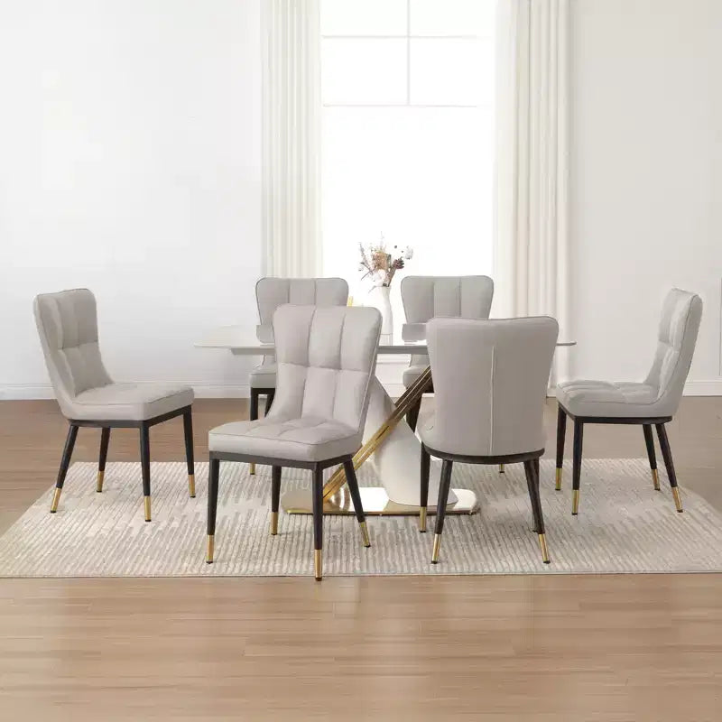 Ensemble de 6 chaises de salle à manger Bekrvio, siège moderne rembourré en similicuir avec dossier haut, pieds en métal, chaises de cuisine sans accoudoirs pour le salon et la salle à manger