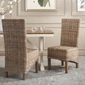 Set van 2 natuurlijke rieten eetkamerstoelen, 19B x 22D x 41H, boho-kuststijl