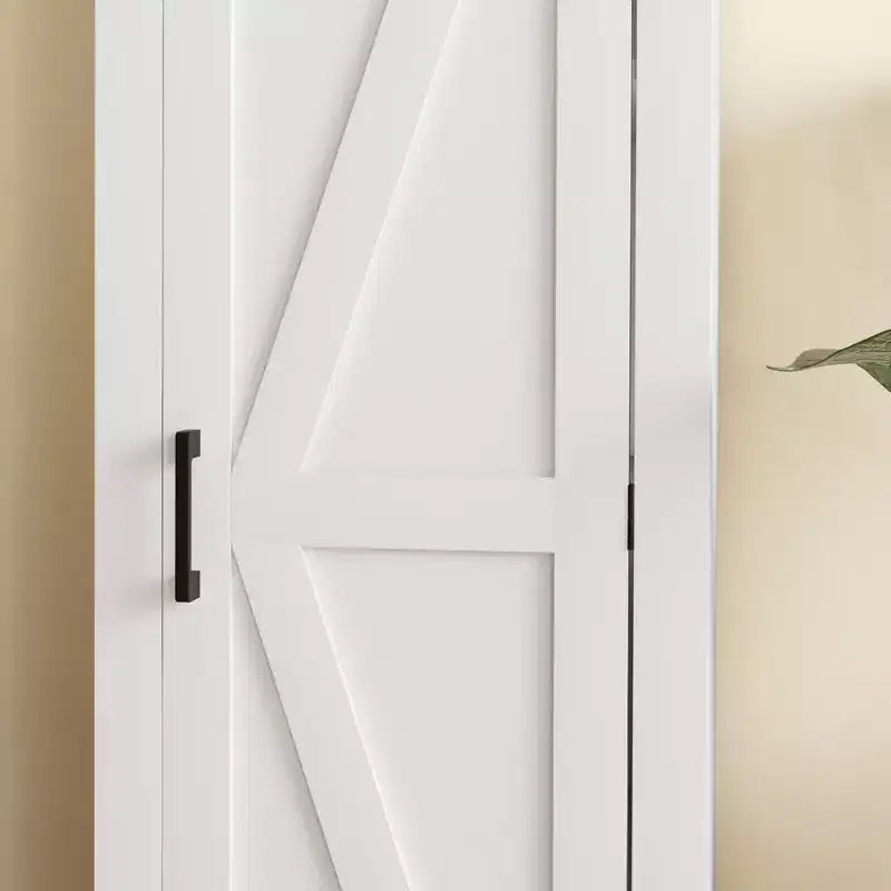 Meuble de rangement de style champêtre HOMCOM avec étagère réglable, meuble d'appoint à porte de grange unique pour salon, meuble garde-manger bas, blanc