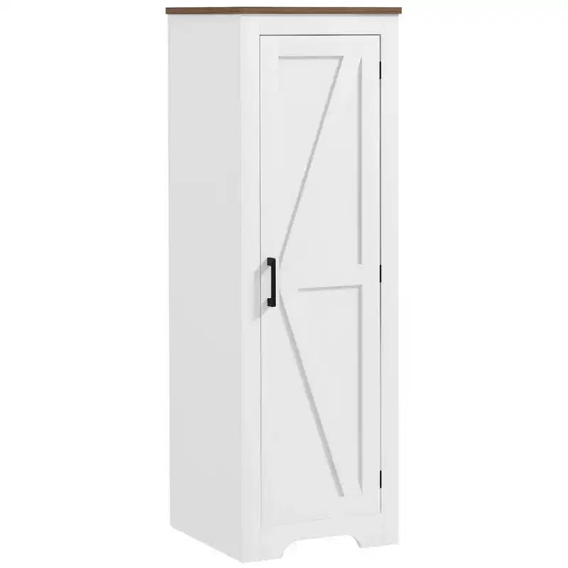 Meuble de rangement de style champêtre HOMCOM avec étagère réglable, meuble d'appoint à porte de grange unique pour salon, meuble garde-manger bas, blanc