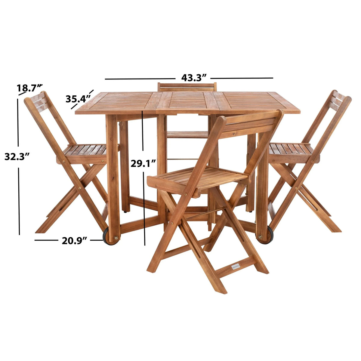 SAFAVIEH Brandy 5-delige tuinmeubelset met eettafel - 43B x 35D x 29H