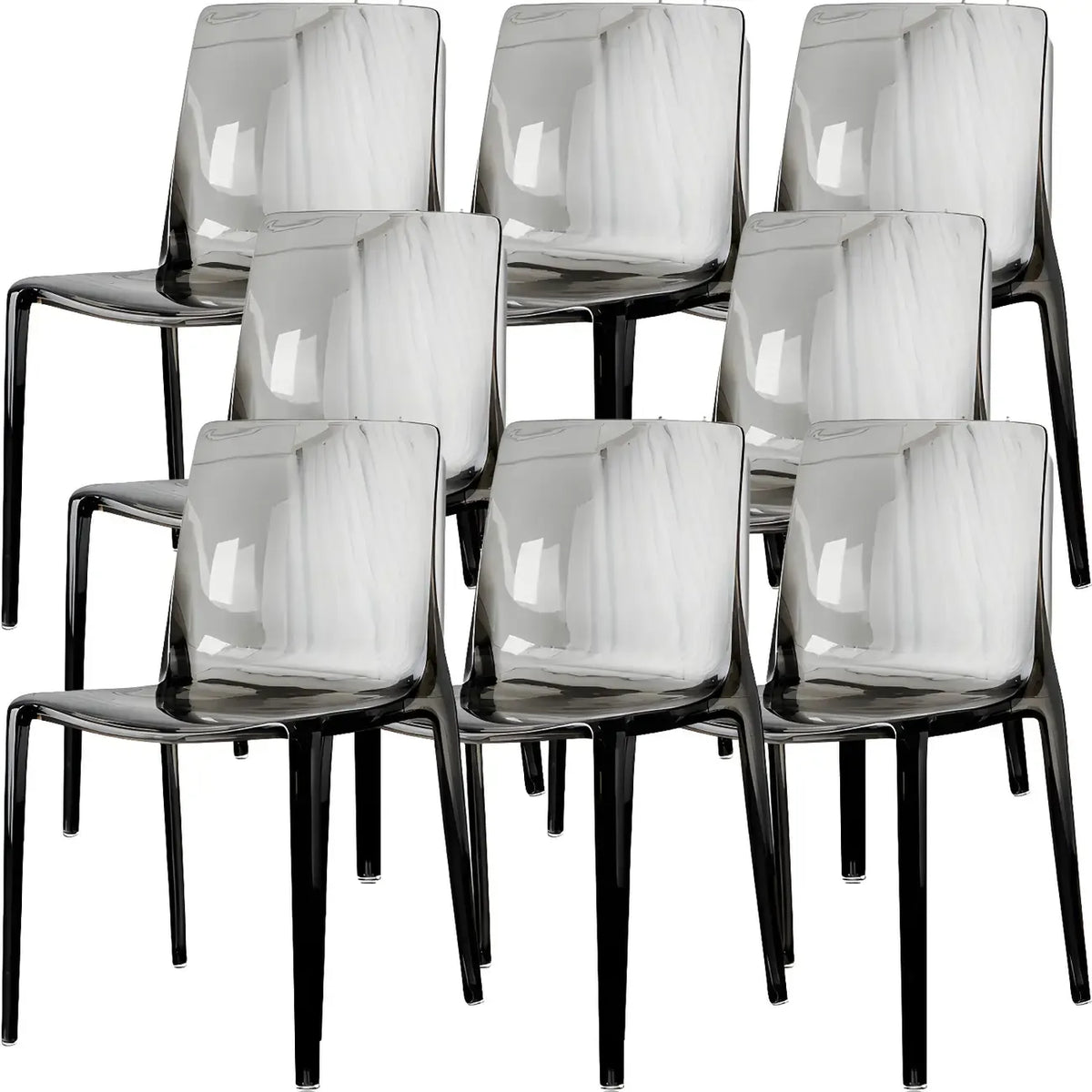 Chaise de salle à manger sans accoudoirs à dossier bas en acrylique ambré