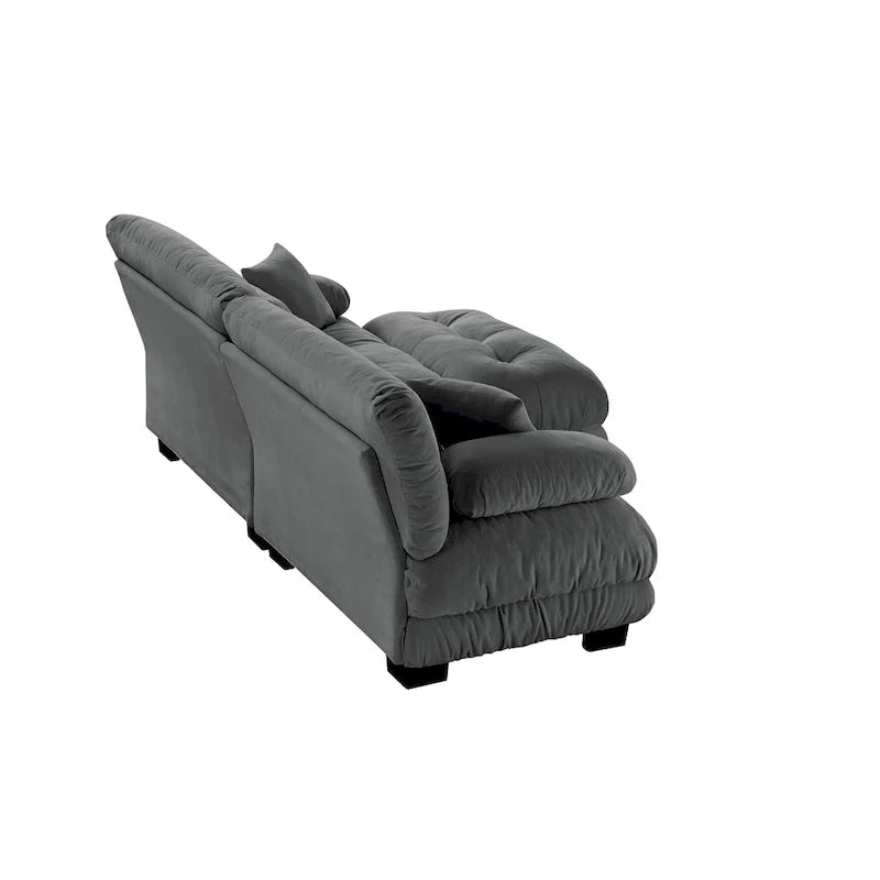 L-förmiges Zweisitzer-Sofa aus Chenille mit Lendenkissen