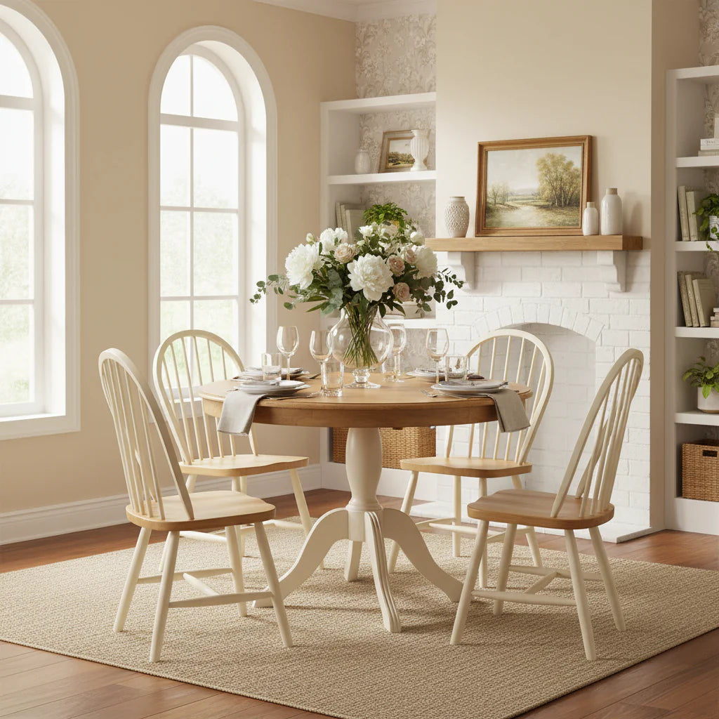 Table piédestal ronde en bois massif