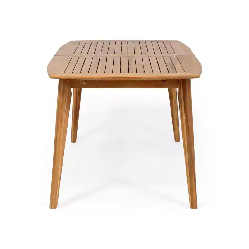 Set da pranzo da patio esterno espandibile, 7 pezzi, con sedie impilabili e tavolo in legno di acacia
