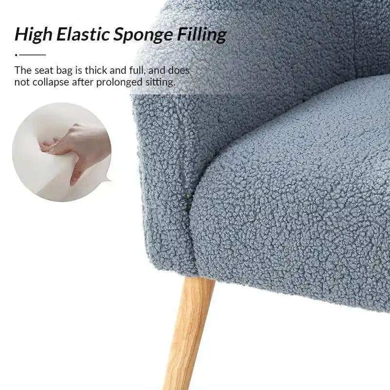 Sheila moderne fauteuil van 30 W met bouclébekleding en poten van massief hout, set van 2, van HULALA HOME