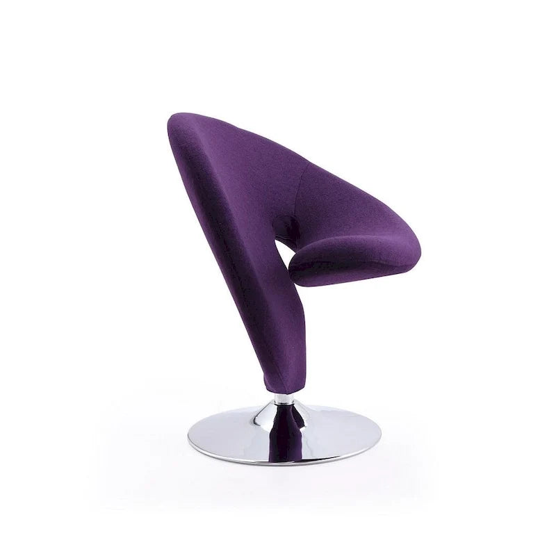 Manhattan Comfort Curl draaibare accentstoel van chroom en wolmix (set van 2)