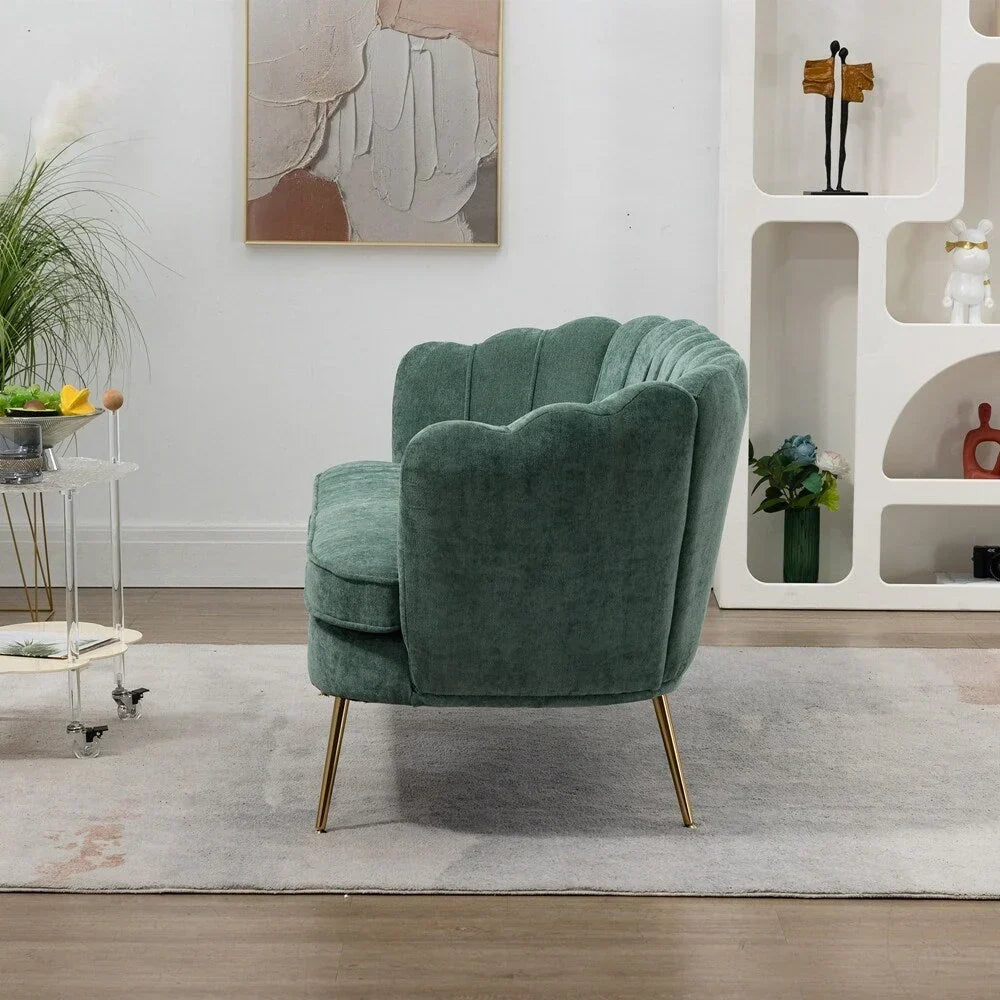 Kleines Mini-Sofa für zwei Personen mit goldenem Metallbein – 2 Sitzplätze