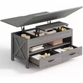 Mesa de centro elevable con espacio de almacenamiento, mesa de centro de estilo rústico, mesa de centro con dos cajones para el salón y la oficina en casa