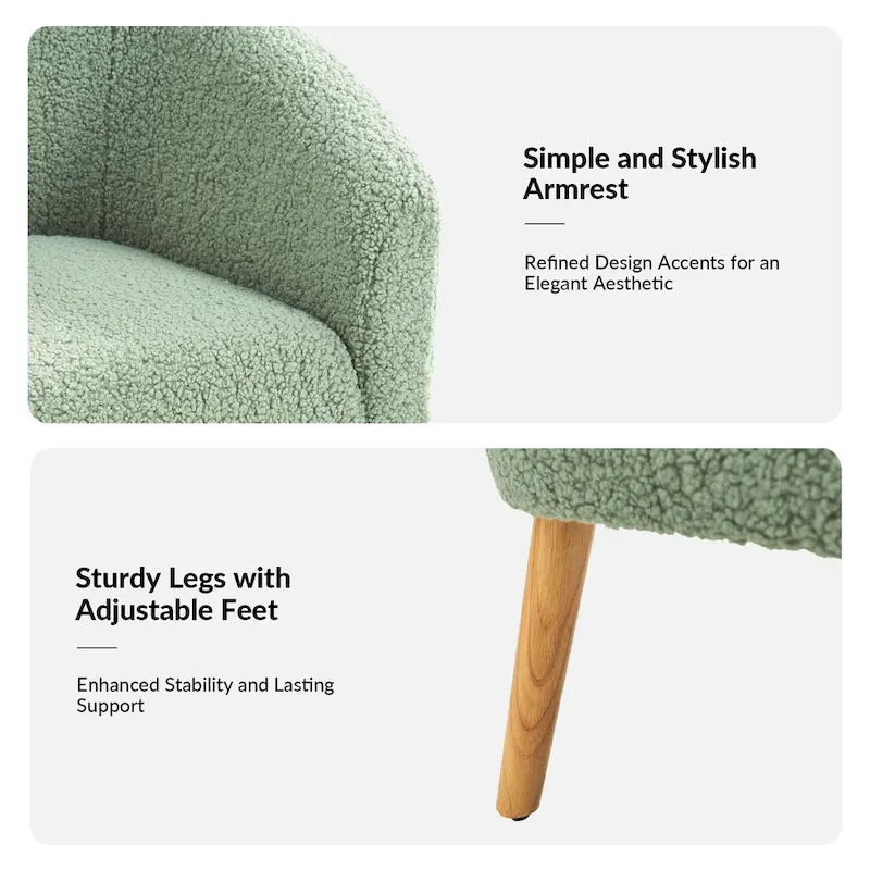 Sheila moderne fauteuil van 30 W met bouclébekleding en poten van massief hout, set van 2, van HULALA HOME