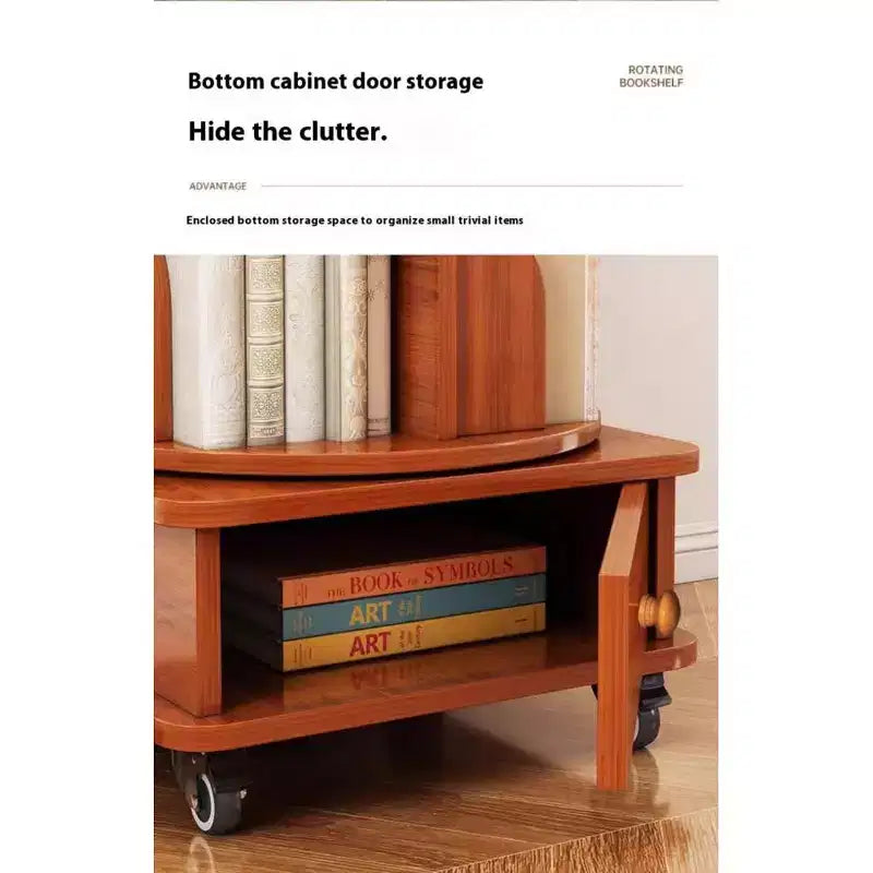 Chic Crate schmales Eckbücherregal mit 6 Ebenen, 360° drehbar und mit Rollen, für kleine Räume, Walnussbraun