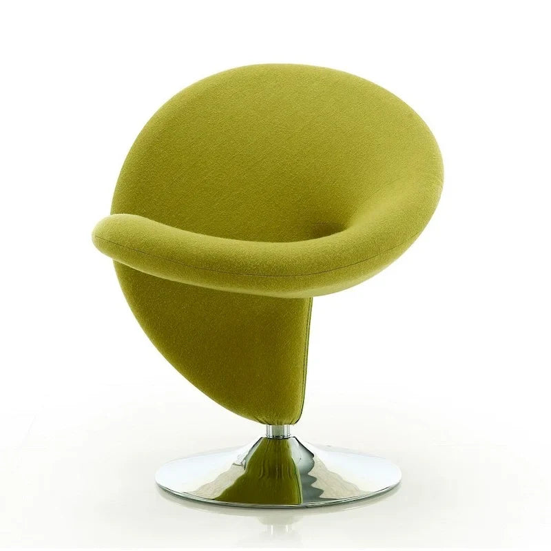 Manhattan Comfort Curl draaibare accentstoel van chroom en wolmix (set van 2)