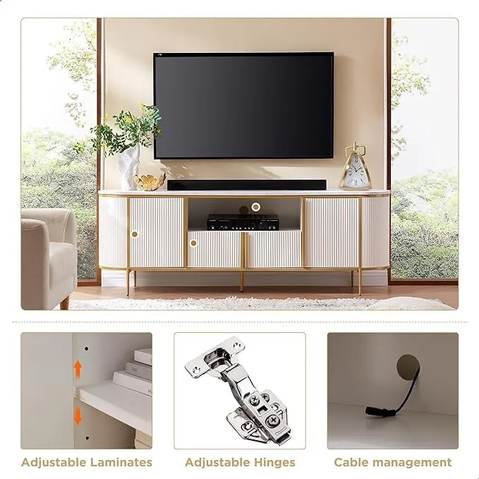 Moderner luxuriöser TV-Ständer, Entertainment-Center, mit Kunstmarmorplatte