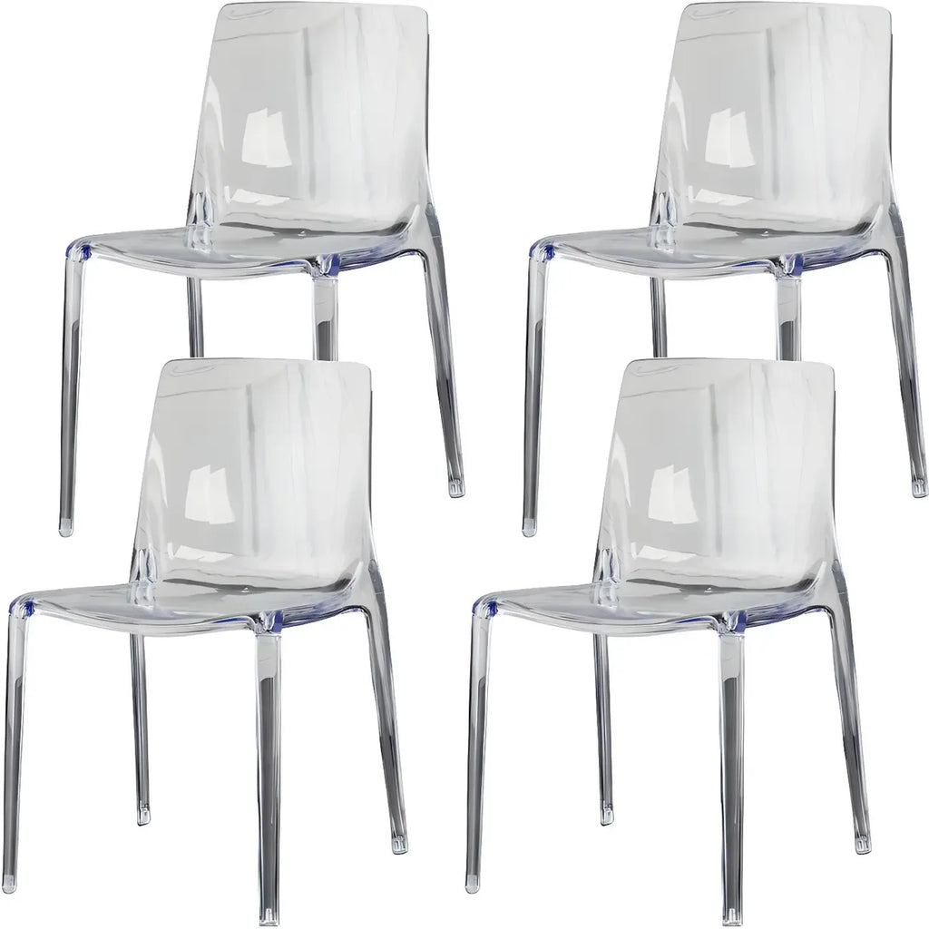 Chaise de salle à manger sans accoudoirs à dossier bas en acrylique ambré