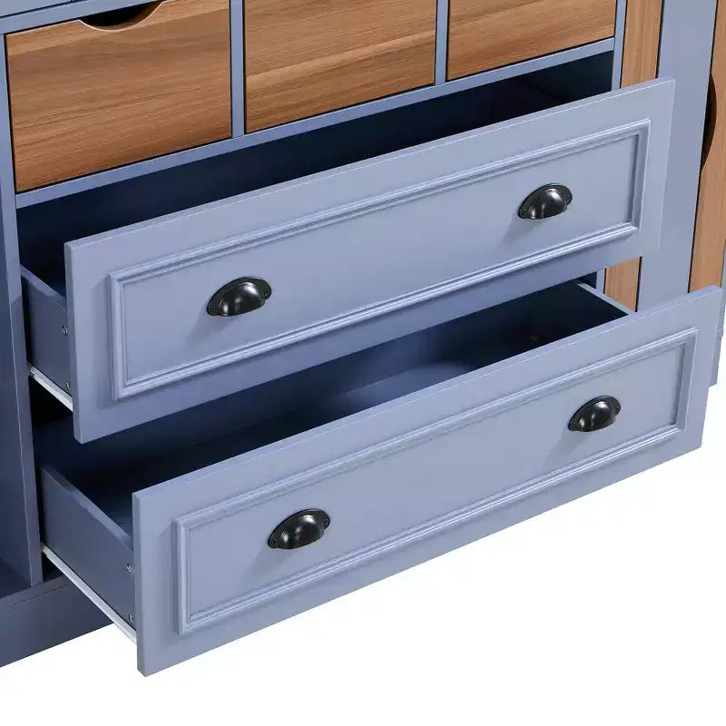 Whisen 71' hoher freistehender Küchenvorratsschrank, großer Esszimmer-Aufbewahrungsschrank mit 4 Falttüren, Regalböden und Weinregalen
