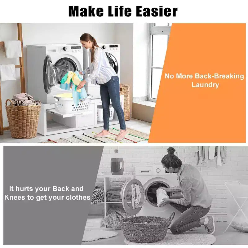 GDLF sokkels voor wasmachine en droger, universele standaard voor wasmachine en droger met uittrekbare plank, wit