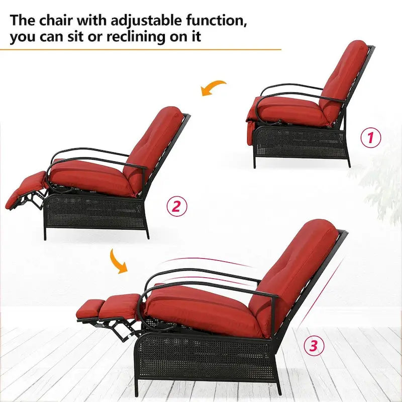 Verstellbarer Relax-Loungesessel, Lounge-Sofa für die Terrasse mit Polster - 38 (T) x 26.5 (B) x 38.5 (H) ZOLL