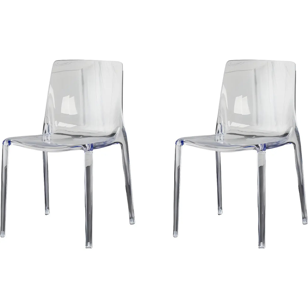 Chaise de salle à manger sans accoudoirs à dossier bas en acrylique ambré
