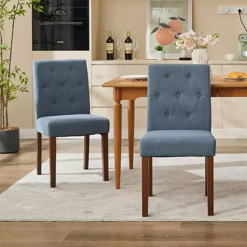 Ensemble de 6 / 4 chaises de salle à manger Parsons capitonnées à boutons – chaises de cuisine en tissu rembourré avec pieds en bois et assises rembourrées – mobilier de salon et de cuisine