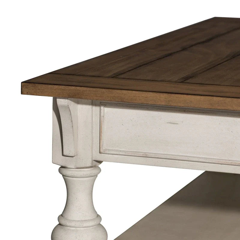 Morgan Creek Antique White Wire Brushed Tobacco Accents Cocktail Table