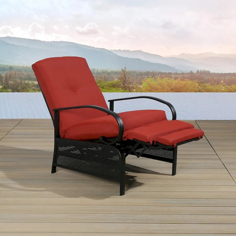 Verstellbarer Relax-Loungesessel, Lounge-Sofa für die Terrasse mit Polster - 38 (T) x 26.5 (B) x 38.5 (H) ZOLL