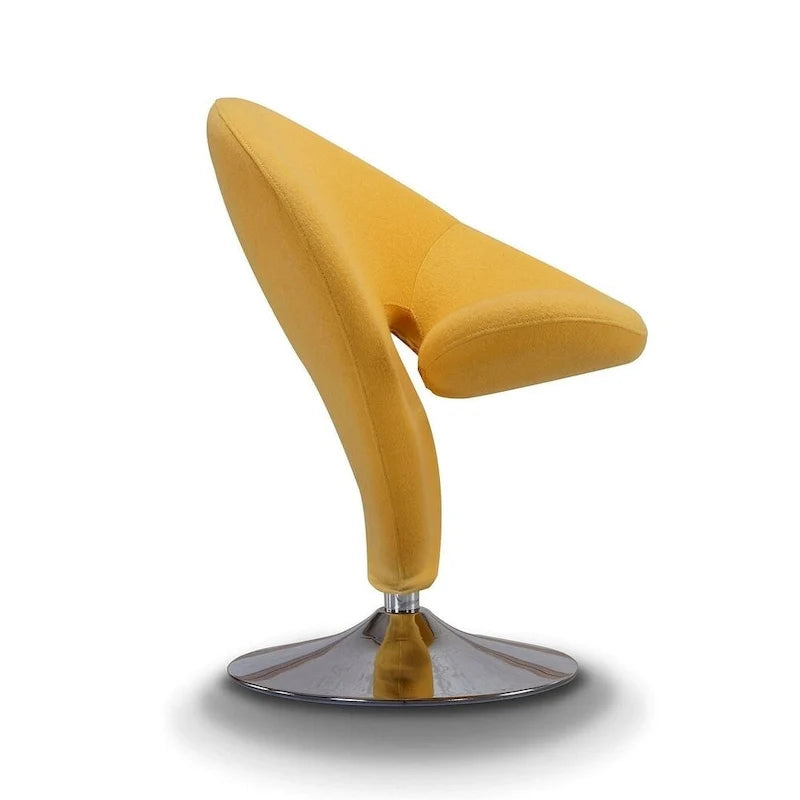 Manhattan Comfort Curl draaibare accentstoel van chroom en wolmix (set van 2)