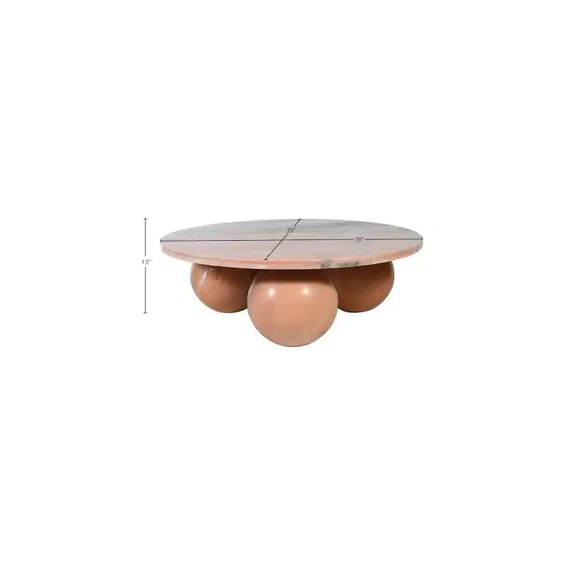 Mesa de centro redonda de mármol con patas esféricas, multicolor, para 4 personas??