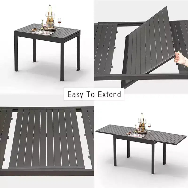 Okak aluminium eettafel voor patio, uitschuifbare tafel voor eetkamer en keuken