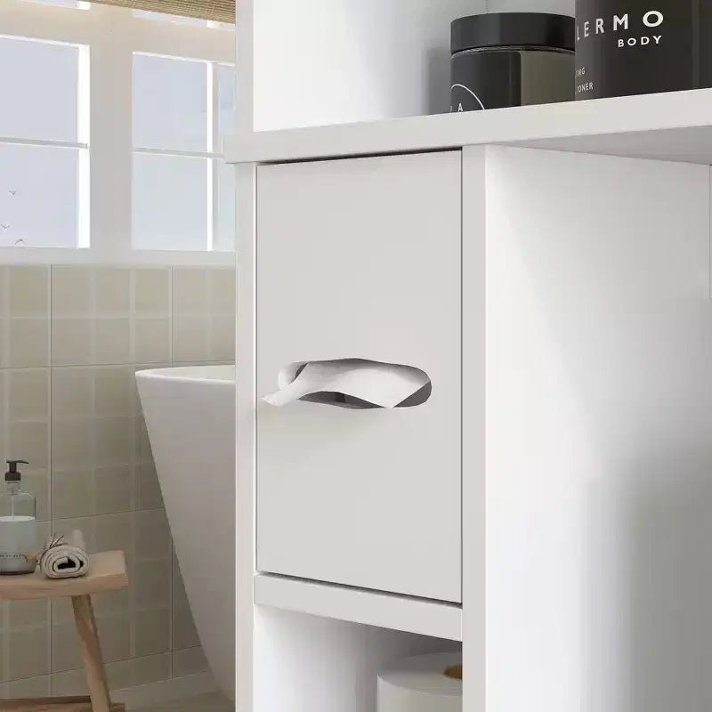 Meuble de rangement HOMCOM au-dessus des toilettes, organisateur de salle de bains moderne avec 2 portes et porte-papier toilette, gain de place autoportant