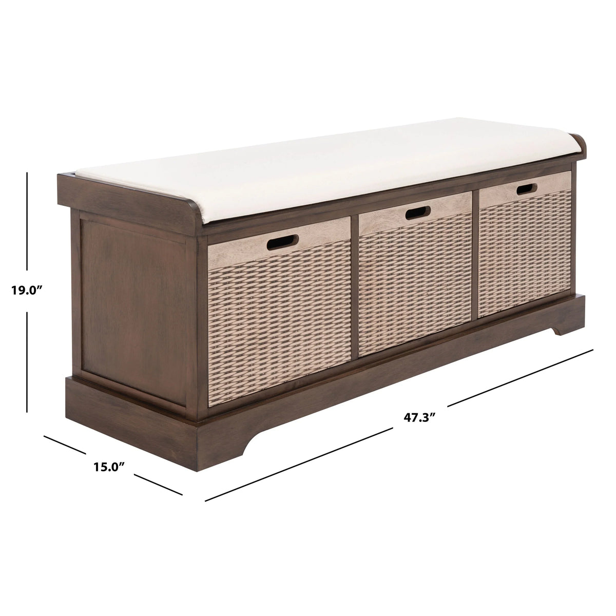 SAFAVIEH Fiorello minderli, 3 çekmeceli depolama pufu - 47.3 W x 15 L x 19 H - 47Wx15Dx19H