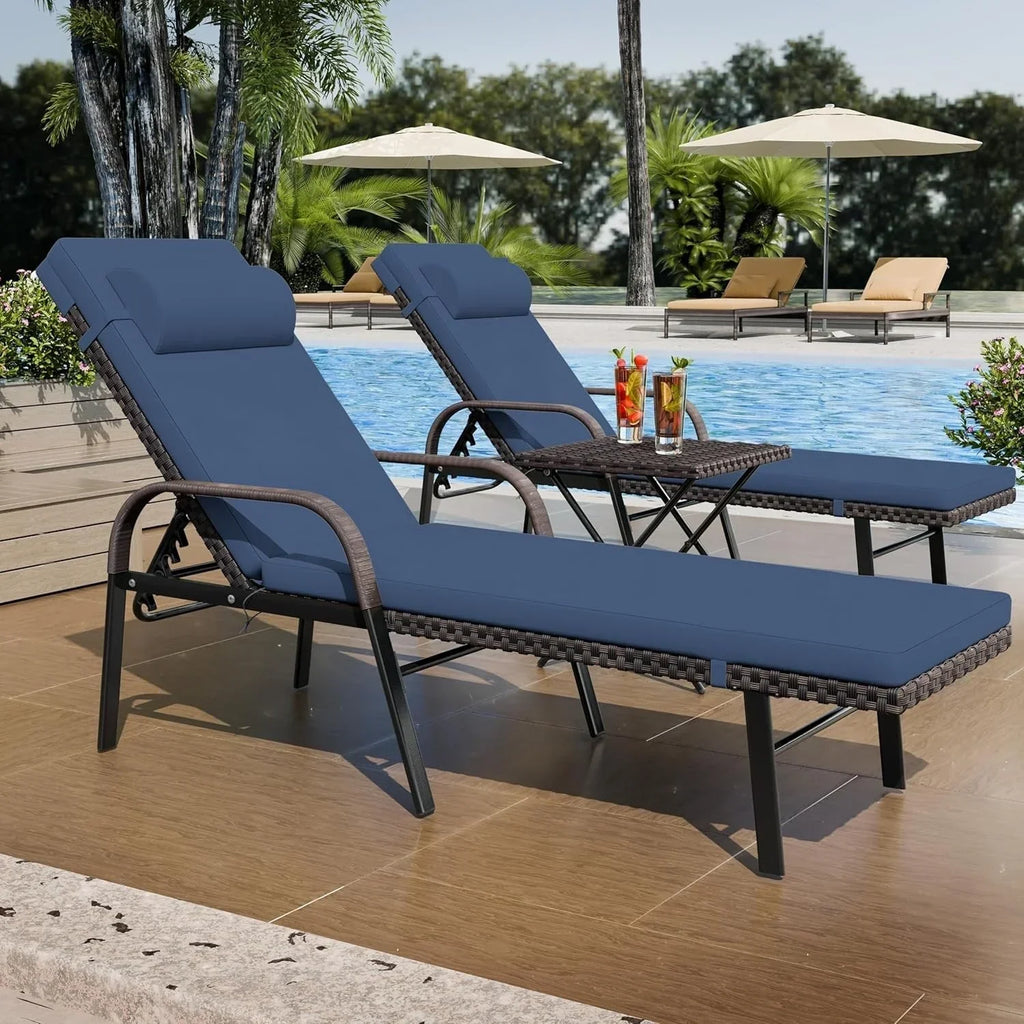 Ensemble de 3 chaises longues d’extérieur Kullavik