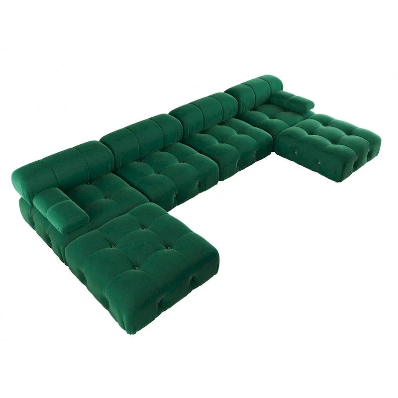 138 modulaire omkeerbare hoekbank, U-vormige minimalistische fluwelen bank