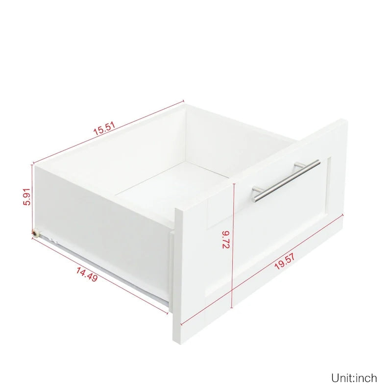 Weißer Kleiderschrank aus Holz mit Türen, Schubladen und Kleiderstange