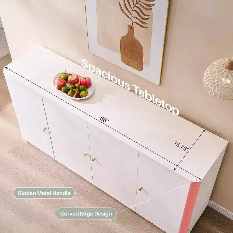 Küchenbuffet und Anrichte mit 4 Türen und Regalböden, moderner großer Buffetschrank mit Stauraum, 66-Zoll-Kaffee-Barschrank