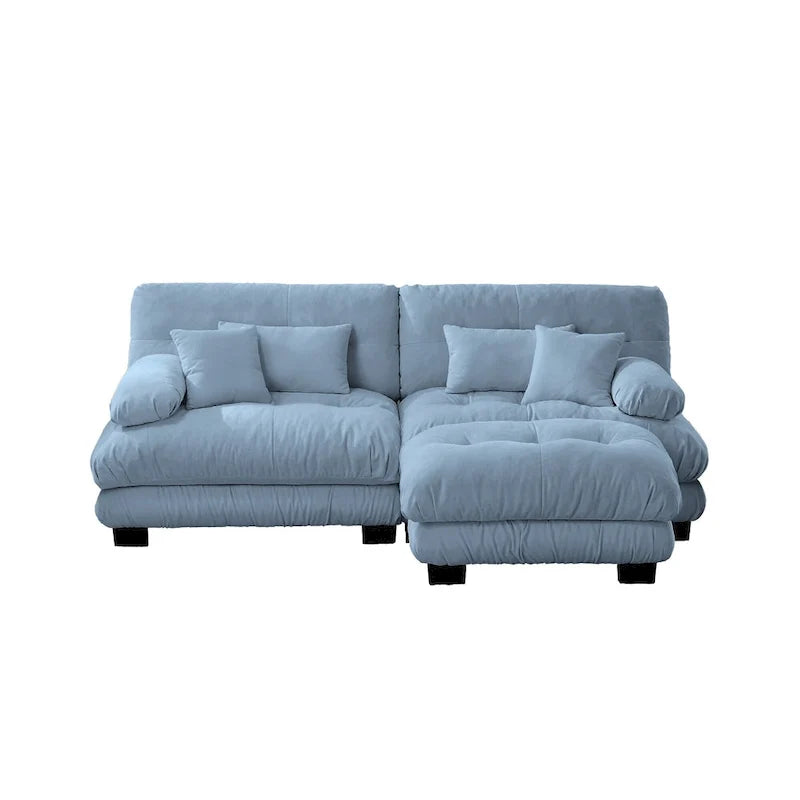 L-förmiges Zweisitzer-Sofa aus Chenille mit Lendenkissen