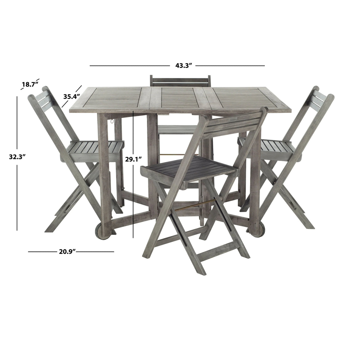 SAFAVIEH Brandy 5-delige tuinmeubelset met eettafel - 43B x 35D x 29H