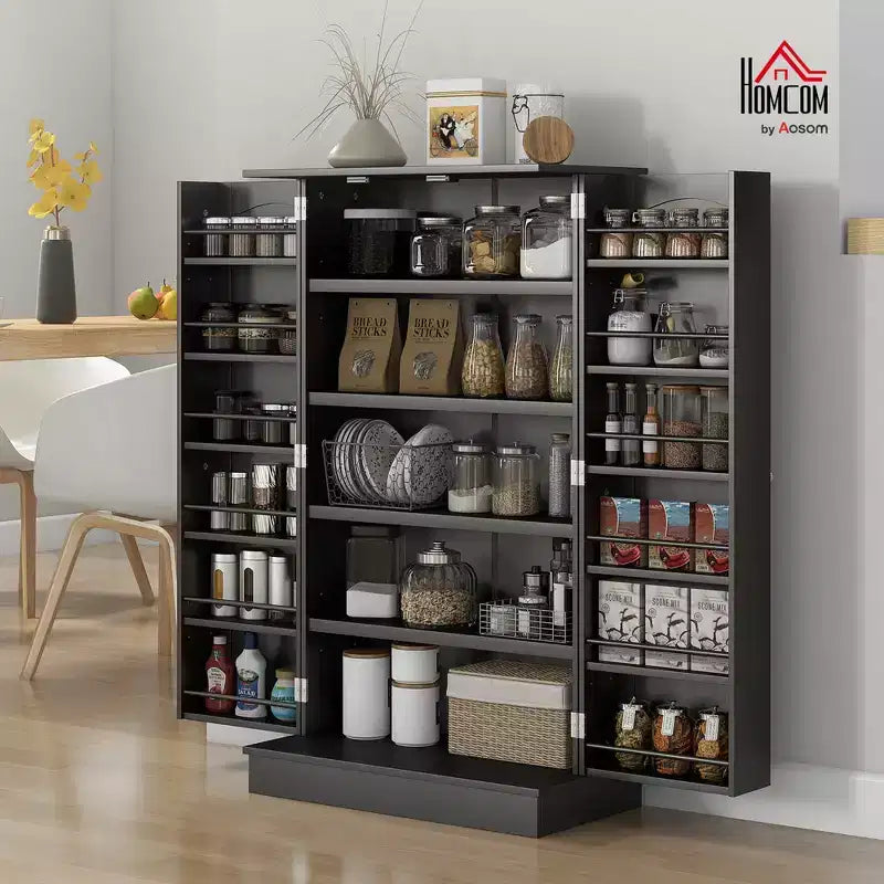 Armoire de cuisine HOMCOM de 41 po, meuble de cuisine à 2 portes avec étagères de rangement à 5 niveaux, 12 range-épices et étagères réglables pour la salle à manger