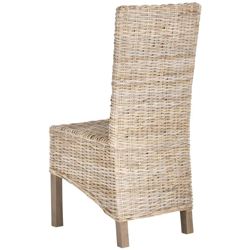 Set van 2 natuurlijke rieten eetkamerstoelen, 19B x 22D x 41H, boho-kuststijl