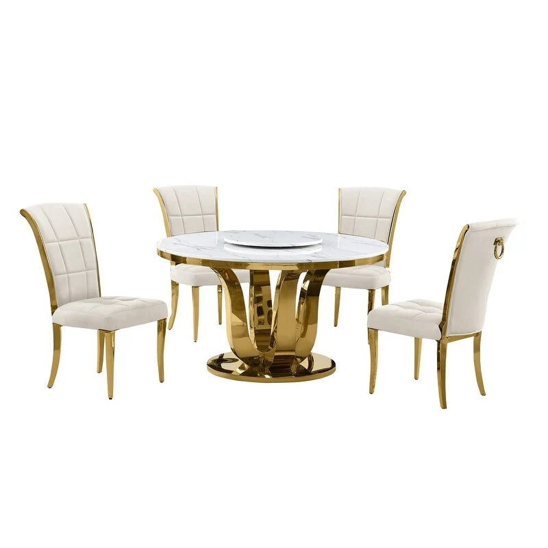 Ensemble de salle à manger rond Best Quality Furniture D325-SC324-7 de 5 pièces
