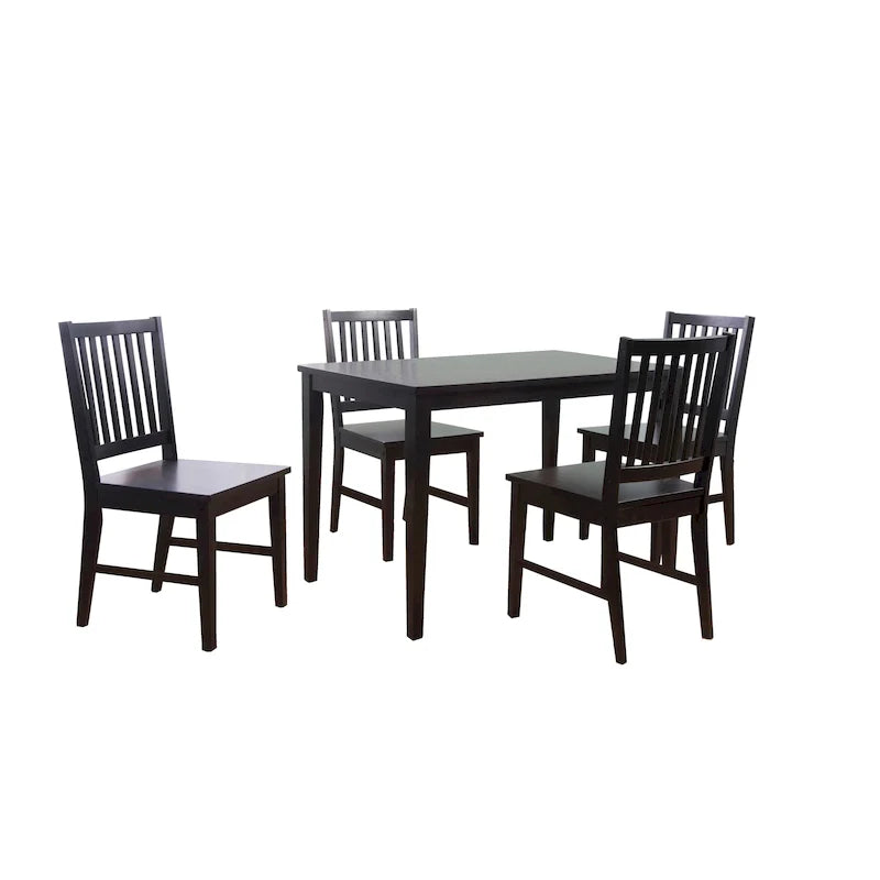 Set van 4 eetkamerstoelen van massief hout met spijlenrugleuning, stevig frame, klassiek ontwerp, eenvoudig te monteren
