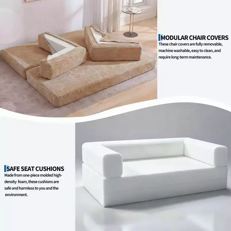 80.7 5-in-1 Convertible Sleeper Sofa Bed ??Corduroy, 1200 lbs, No Assembly