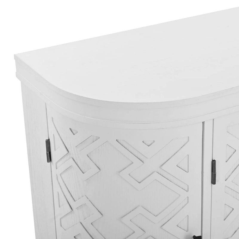 Buffet de rangement décoratif en bois avec portes à motifs antiques pour couloir, entrée, salon ou chambre