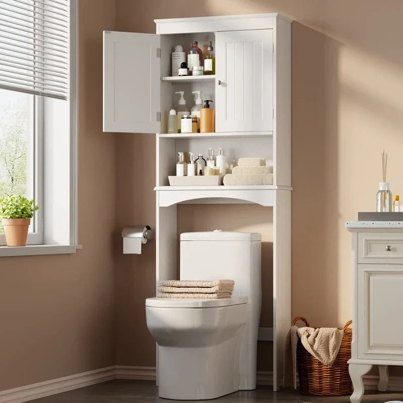 Opbergkast voor de badkamer, toilet- en badkamerkast, badkamerplank boven het toilet, ruimtebesparend toilet