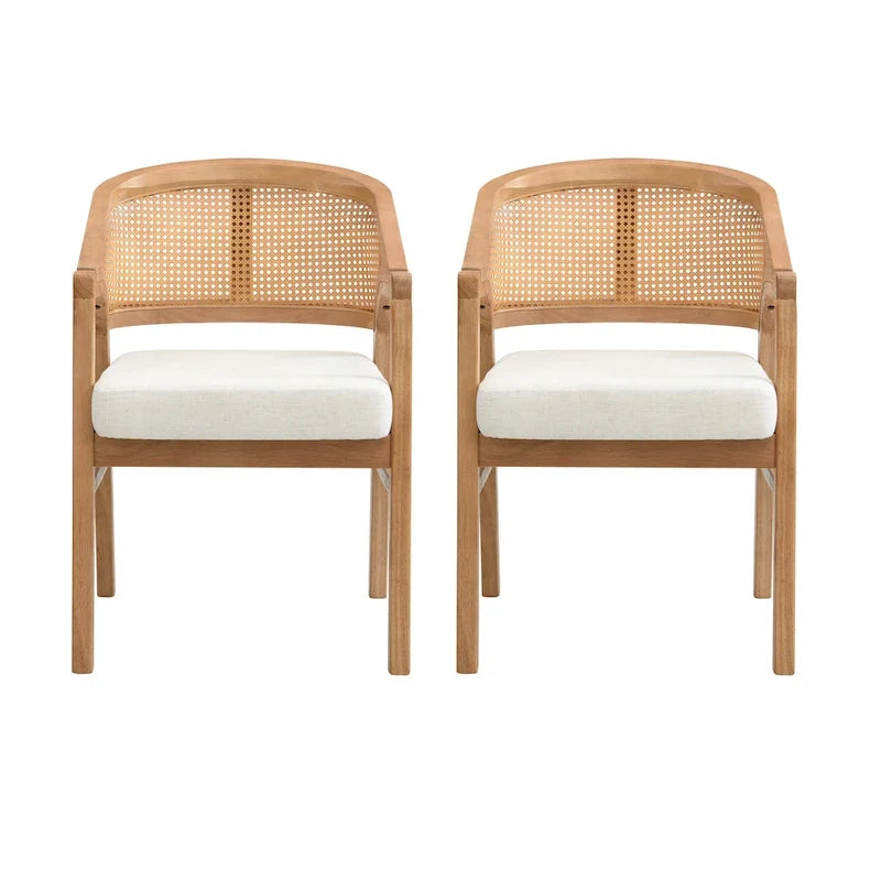 Christopher Knight Home - Eetkamerstoel met rieten bekleding (set van 2)