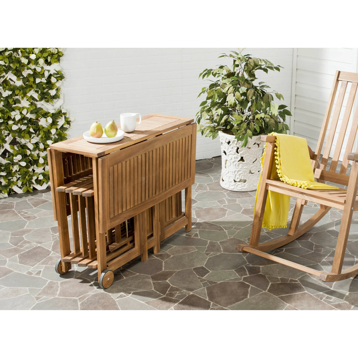 SAFAVIEH Brandy 5-delige tuinmeubelset met eettafel - 43B x 35D x 29H