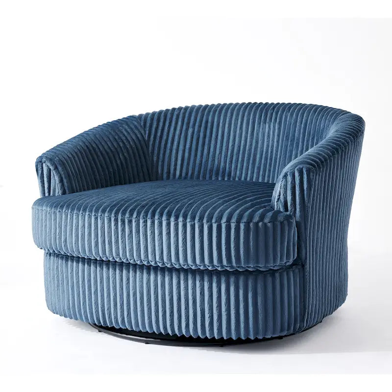 Fauteuil pivotant tonneau surdimensionné de 43 W en velours côtelé moelleux avec accoudoirs encastrés