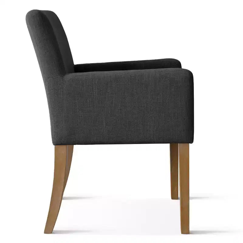 Ensemble de 6 chaises de salle à manger rembourrées avec accoudoirs, fauteuils modernes en lin avec pieds en bois, chaises d’appoint pour salle à manger et salon - Panipeachy