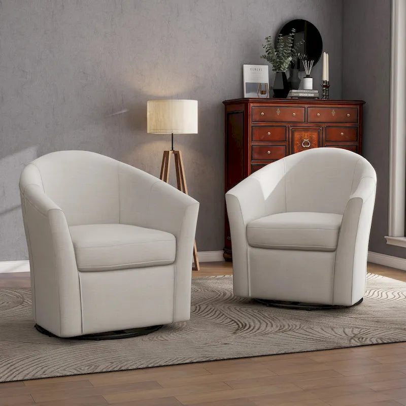 Set van 2 moderne gestoffeerde draaibare kuipstoelen voor de woonkamer