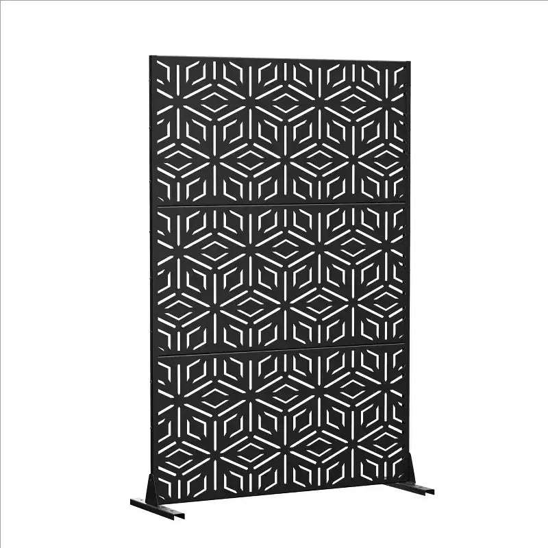 Paravento divisorio MAYEERTY con motivo a riso Francis, lamiera zincata nera, 72x47x2 pollici, set da 3 pezzi